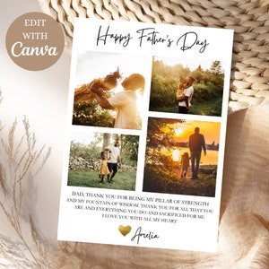 Vaderdagkaart met foto, gepersonaliseerde Vaderdagkaart met foto, gelukkige vaderdagkaartsjabloon, afdrukbare kaart, canva-sjabloon