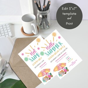 Invitación a fiesta de verano con flamenco rosa: Plantilla editable de Canva (descarga digital) imagen 5