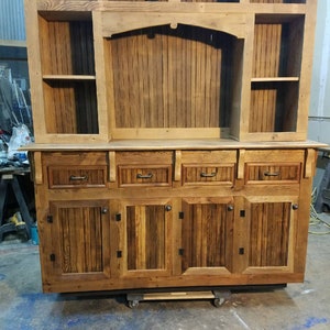 Old growth Reclaimed wood Back Bar, Real wood custom back bars, custom wine cabinets image 1