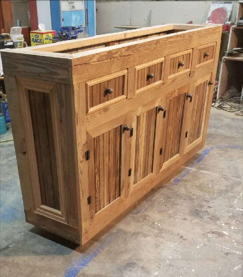 Old growth Reclaimed wood Back Bar, Real wood custom back bars, custom wine cabinets image 3