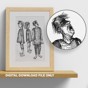 Ink Sketch, Digital File - Cartoon Series 'Scream Therapy'