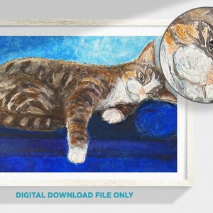 Acrylic Painting, Digital File - &#39;Cats teach you how to relax&#39;