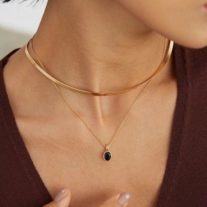 Black Zircon Pendant Necklace Minimalist Dainty Necklace Vintage Gold Necklaces Silver Necklace Perfect Gift For Her image 1