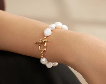 Freshwater Pearl Bracelet, Dainty pearl bracelet, Real pearl bracelet Gold pearl bracelet, Simple bracelet, Pearl jewelry, Mothers day gift