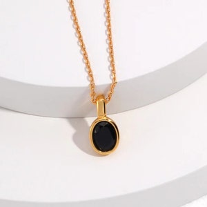 Black Zircon Pendant Necklace Minimalist Dainty Necklace Vintage Gold Necklaces Silver Necklace Perfect Gift For Her image 6