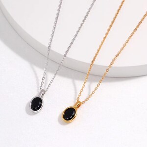 Black Zircon Pendant Necklace Minimalist Dainty Necklace Vintage Gold Necklaces Silver Necklace Perfect Gift For Her image 2