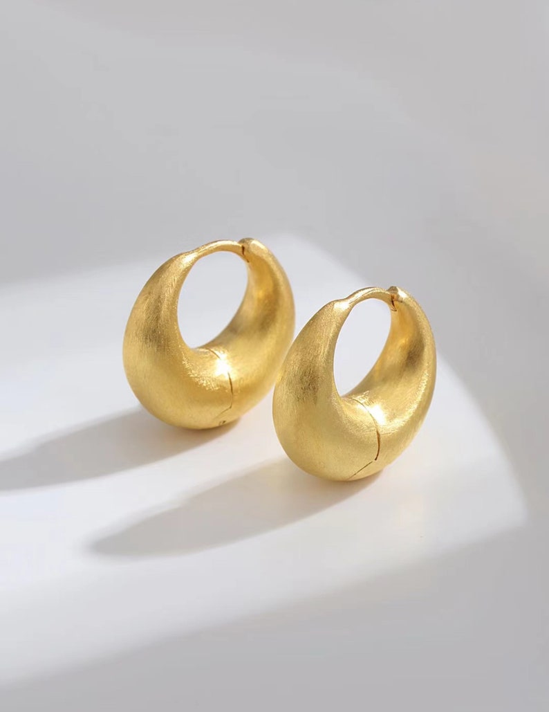 Crescent Hoops Minimalist Silver Hoops Vintage Gold Earrings Perfect Gift For Her image 2