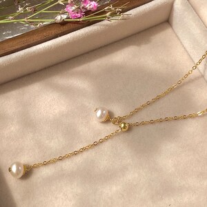 100% real single pearl necklace Vintage pearl necklace Small pearl necklace Dainty pearl necklace Freshwater pearl pendant image 5