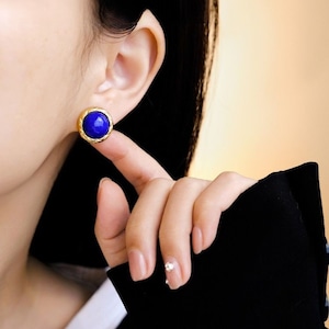 100% Natural Lapis Lazuli stud earrings, Real Lapis Lazuli earrings Gold Lapis earrings gold, Lapis earrings Lapis jewelry Gemstone earrings Pattern C