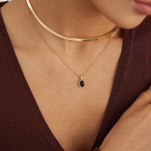 Black Zircon Pendant Necklace Minimalist Dainty Necklace Vintage Gold Necklaces Silver Necklace Perfect Gift For Her image 3