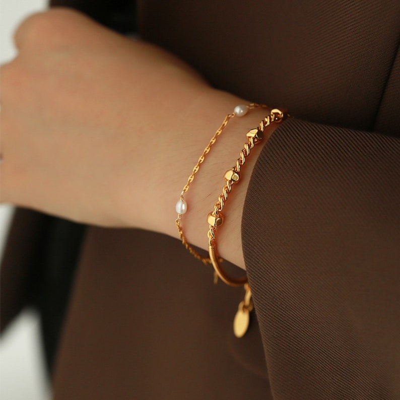 Dainty gold bracelet, Simple gold bracelet 18k gold bracelet Thin gold bracelet Gold plated bracelet Delicate gold bracelet Minimal bracelet image 3