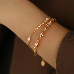 Dainty gold bracelet, Simple gold bracelet 18k gold bracelet Thin gold bracelet Gold plated bracelet Delicate gold bracelet Minimal bracelet image 1