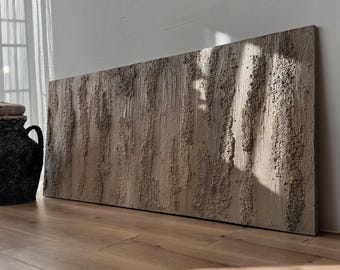 Neutral Textured Wall Art – Beige Abstract Canvas, Minimal Japandi Painting for Home Decor