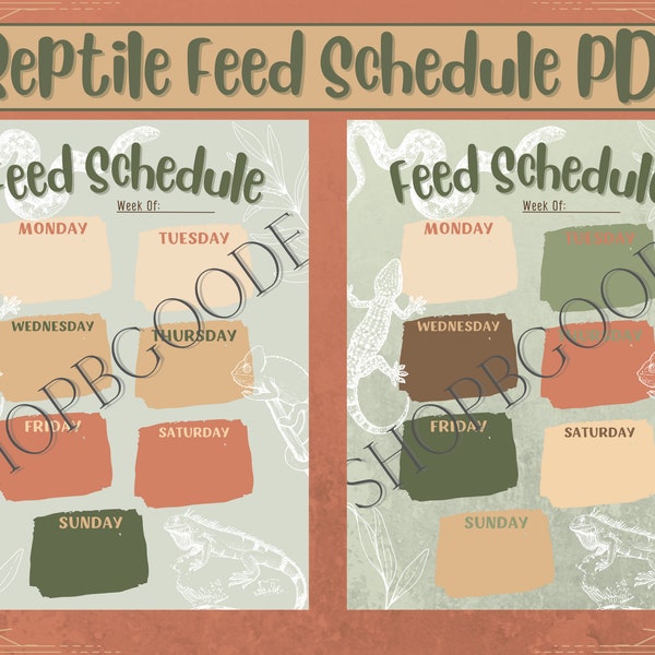 Reptile Feed Schedule Etsy