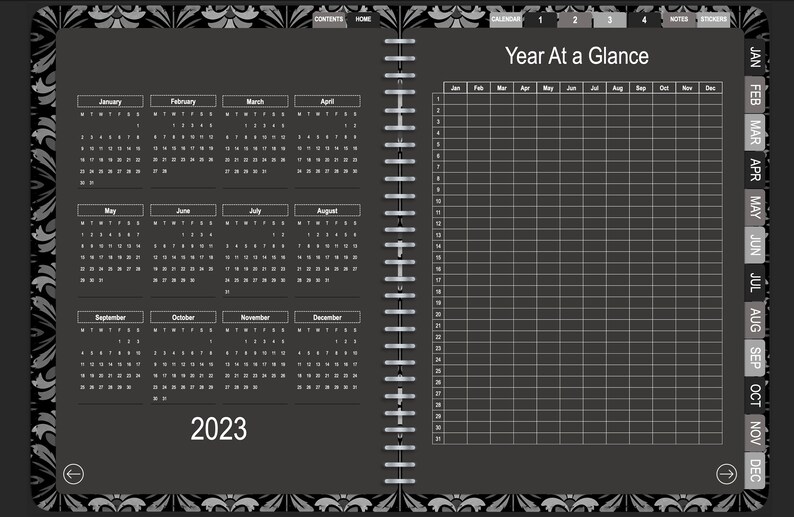 CHIC Black 20232024 DIGITAL Planner Etsy