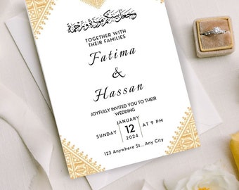 Plantilla de invitación de boda marroquí: Diseño tradicional de tarz fasi (PDF)