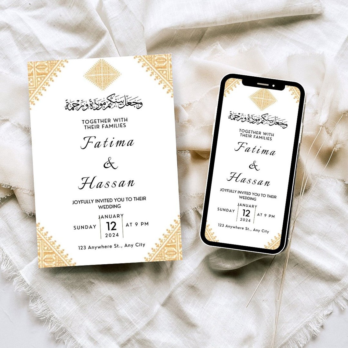 Moroccan Traditional Wedding Invitation Template, Printable Classic ...