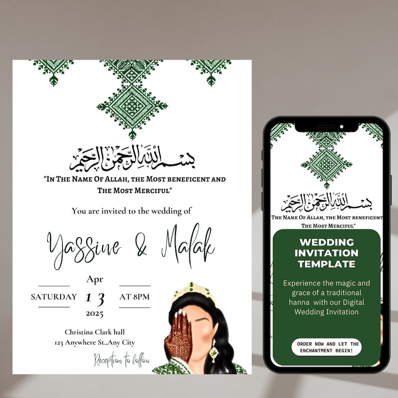 Moroccan Traditional Wedding or Henna Invitation Template, Printable ...
