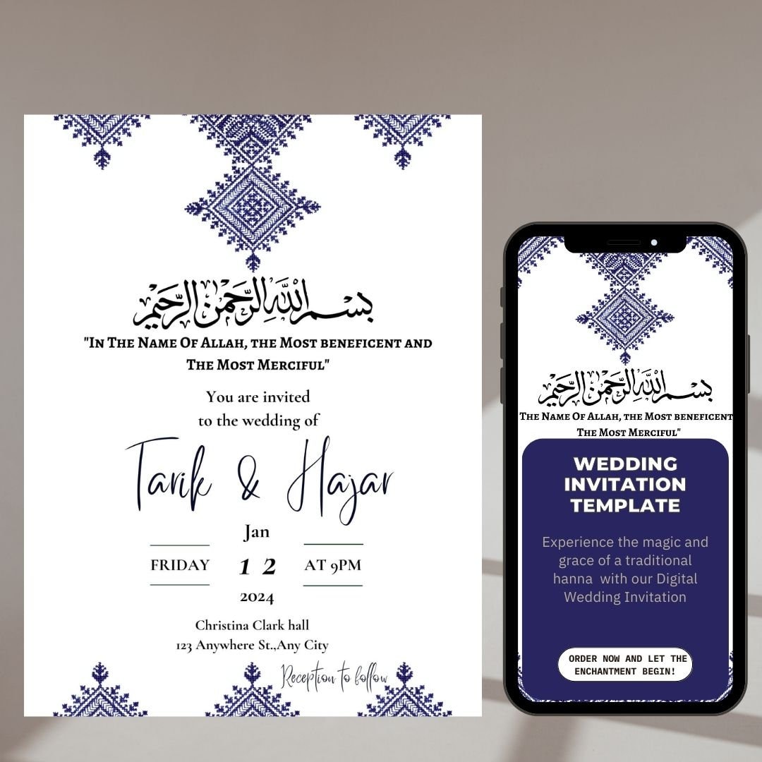 Moroccan Traditional Wedding or Henna Invitation Template, Printable ...