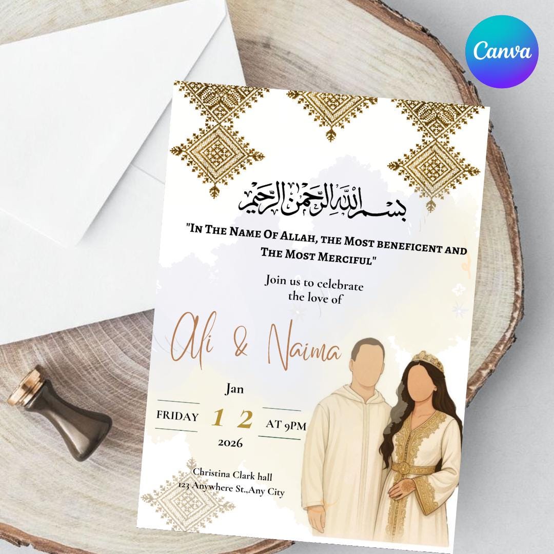 Editable Moroccan Wedding/henna Invitation Template: Yellow Terz