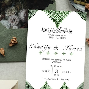 Marokkaanse traditionele bruiloft of henna uitnodigingssjabloon, afdrukbare klassieke eenvoudige huwelijksuitnodiging met Tarz Fasi, digitale uitnodiging