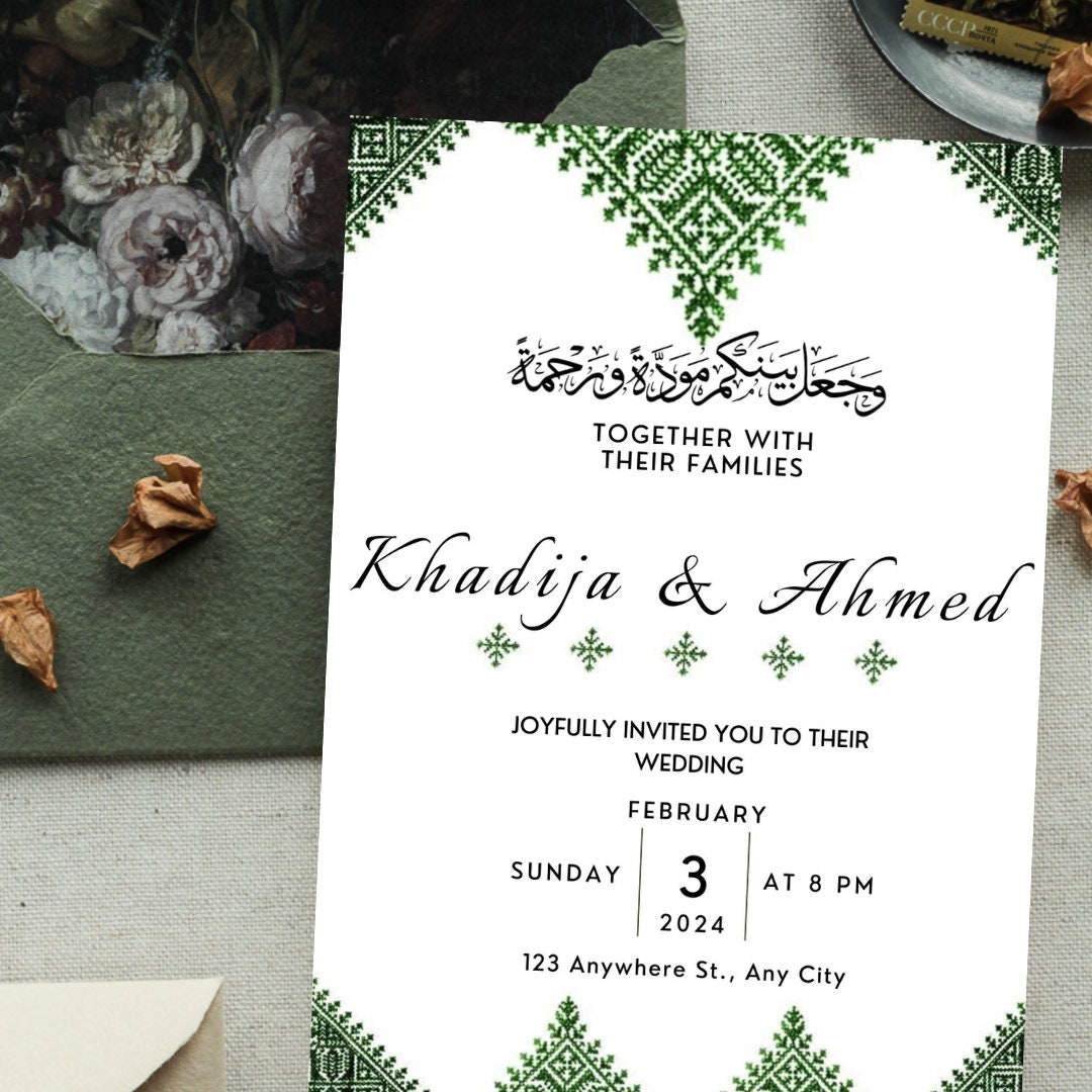 Moroccan Traditional Wedding or Henna Invitation Template, Printable Classic Simple Wedding ...