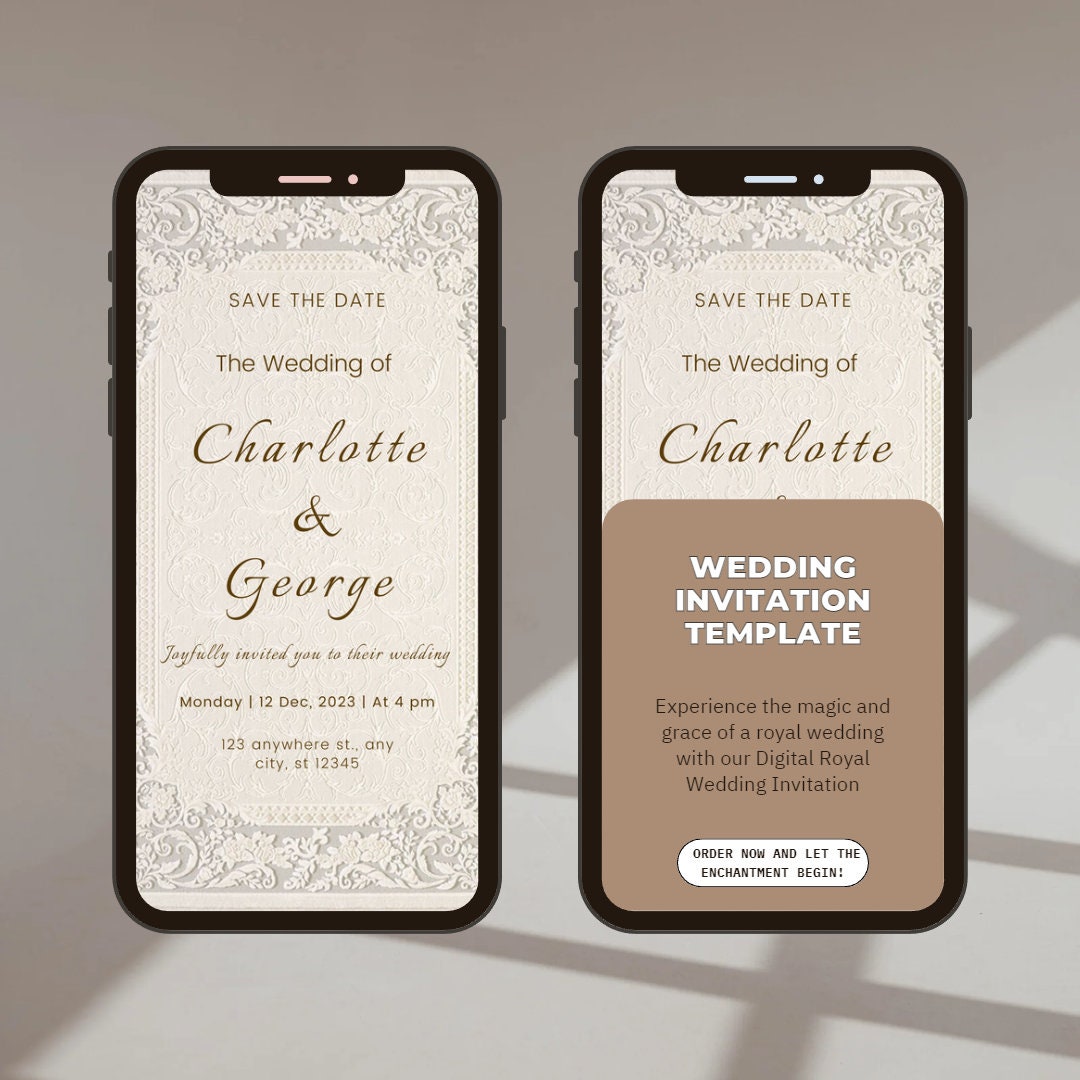Modern Royal Wedding Invitation Template, Printable Classic Simple ...