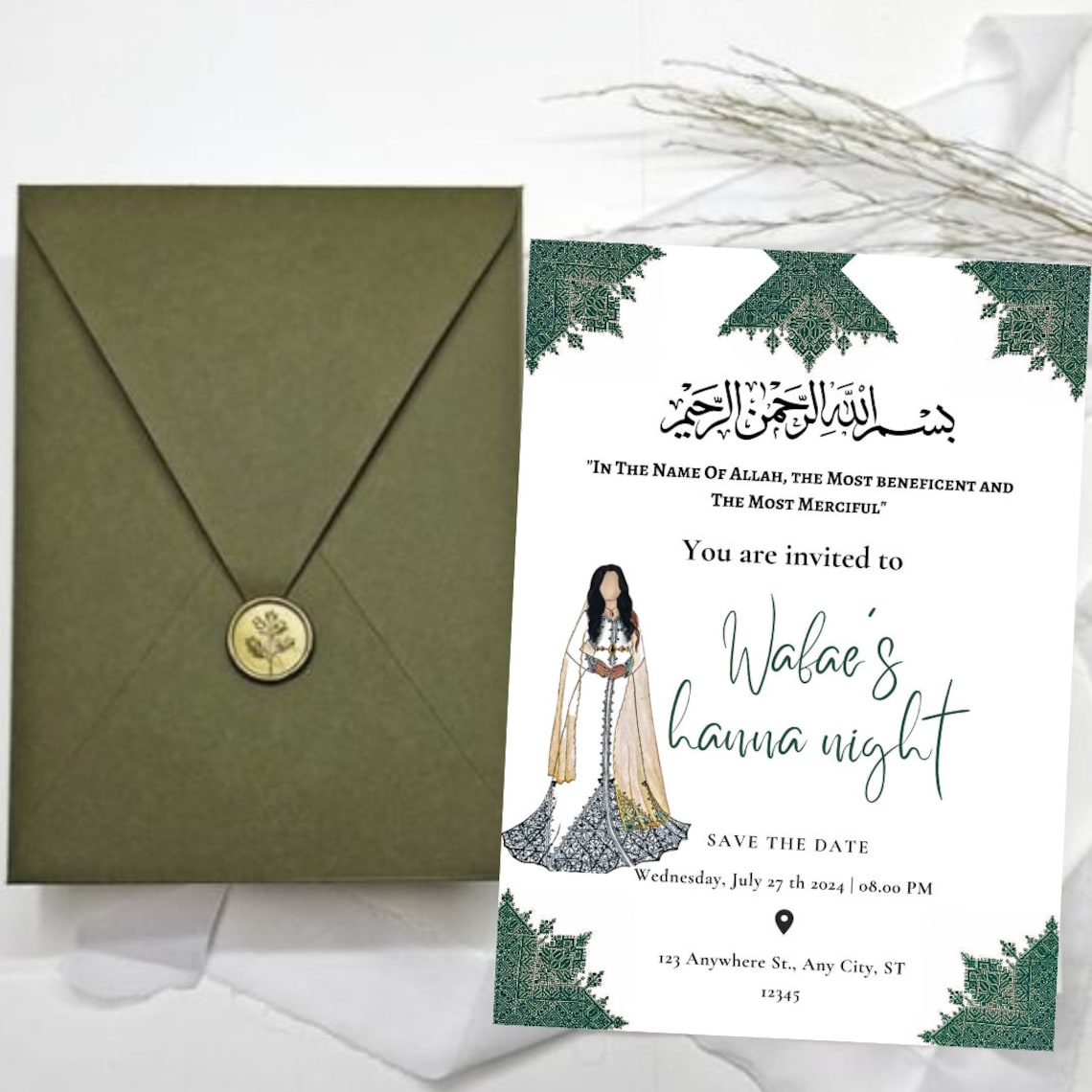 Moroccan Traditional Henna Invitation Template, Printable Classic Simple Henna/wedding ...