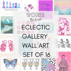 Eclectic Gallery Wall Bundle, 16-er Set, Buntes Wandset, künstlerisch und lebendig, Wall Prints Bundle, digitaler Download
