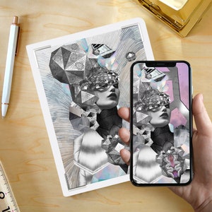 Divine Feminine Journal, Augmented Reality Art, Unique Valentines Day Gift, Special Gift for Her, Anniversary Gift, Gratitude Journal