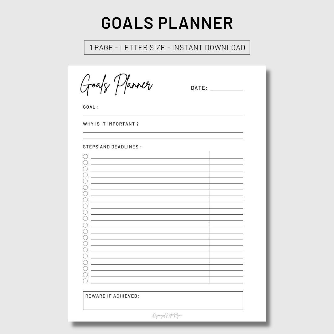 Printable Goals Planner for 2023 Achieve Your Goals Etsy