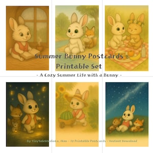Summer Bunny Postcards – Printable Set