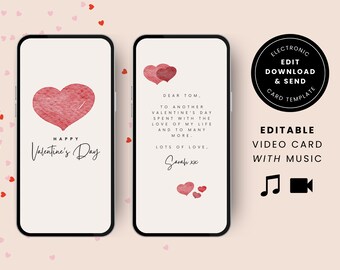 Tarjeta electrónica del Día de San Valentín, Tarjeta de vídeo digital del Día de San Valentín, Tarjeta electrónica personalizada, Lindo mensaje romántico editable