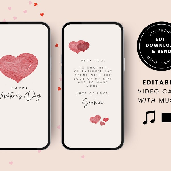 Valentine's Day eCard, Digital Valentines Day Video Card, Electronic Personalised e Card, Cute Romantic Editable Message