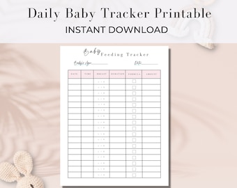 Baby Feeding Tracker Printable, Instant Download, Feeding Schedule, Baby Tracking Log, DIY, Simple, Feed Page, Newborn, Twins, Tool