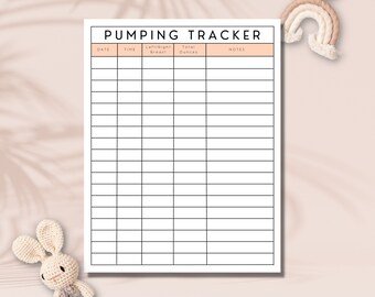 Pumping Log, Breastfeeding Tracker |  INSTANT DIGITAL DOWNLOAD | New Mom breast milk tracker | Breastmilk pumping Tracker, Printable