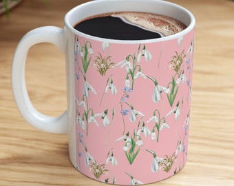 Snowdrop Flower Coffee Mug Snowdrop Floral Drinkware Snowdrop Print Mug For Coffee Lover Snowdrop Lover Gift Snowdrop January Birthday Gift