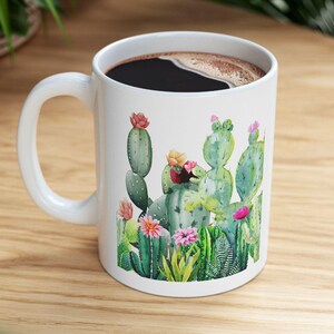 Cactus Floral Mug Succulent Mug Echeveria Print Mug Desert Cactus Mug Cactii Mug Cactus Birthday Gift For Him Her Unique Cactus Lover Gift