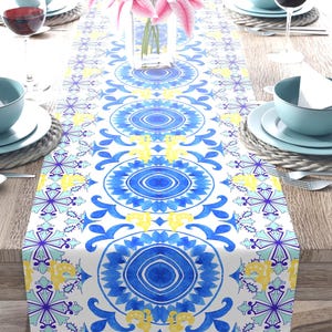 Portuguese Blue Tiled Table Runner Traditional Rooster Of Luck Portuguese Decor Kitchen Dining Table Runner Portuguese Gift Toalha Portugal