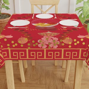 Bolsome Chinese New Year Tablecloth Set – 4Pcs 2024 Dragon Design, Spring Festival Party Supplies