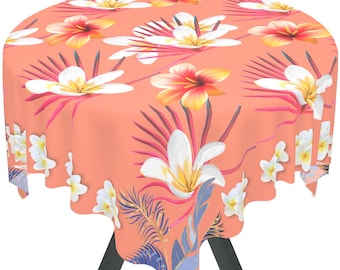 Hawaiian Tablecloth Hawaii Table Cloth Polynesian Table Decor Asia Tablecloth Tropical Floral Print Stripe Table Beach Home Table Gift