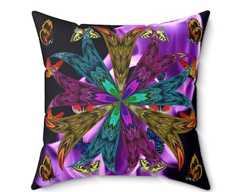 Butterfly Colourful Throw Pillow Butterfly Geometric Pattern Cushion Butterfly Cosy Home Decor Butterfly Double Sided Square Pillow Gift