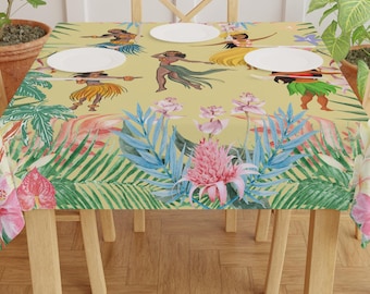 Hawaiian Tablecloth Hawaii Floral Party Table Cloth Polynesian Table Decor Hawaii Dancer Tropical Table Decor Hawaii Coastal Beach Home Gift