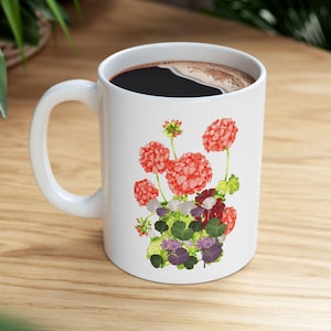 Geranium Mug Geranium Flower Mug Geranium Floral Gift Mug Geranium Birthday Gift For Him Her Geranium Lover Token Geranium Anniversary Gift