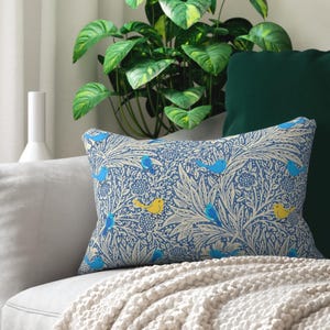 Blue Bird Lumbar Pillow Bird Floral Room Decorative Accent Pillow Spring summer Home Decor Bird Theme Decor For Bird Lovers And Enthusiasts