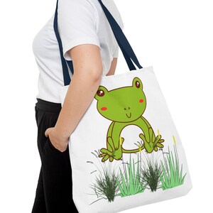 Frog Tote Bag Frog Gift For Her Birthday Frog Shoulder Handbag Frog Light weight Tote Frog Travel Tote Toad Oversized Bag Frog Library Bag.