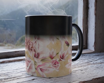 Magnolia Mug Color Changing Mug Magnolia Floral Mug Magnolia Heat Sensitive Magic Mug Magnolia Spring Flower Gift Color Morphing Nature Mug
