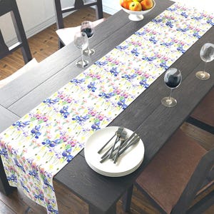 Table Runner Iris February Birth Flower Table Runner Iris Spring Home Decor Iris Feb Birthday Gift Iris Country Farmhouse Wedding Decor