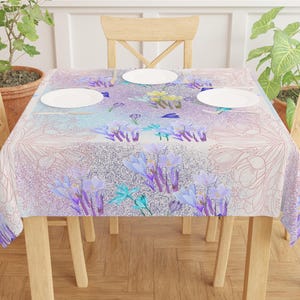 Crocus Floral Tablecloth Crocus Light Pink Spring Table Cloth Crocus Table Decor Crocus Home Decor Crocus Summer Dinning Decor Crocus Gift