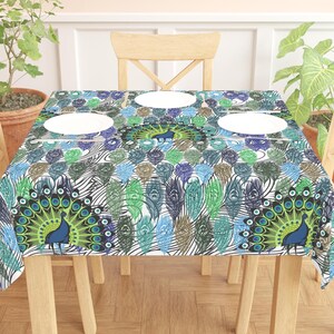 Peacock Tablecloth Peacock Feather Table Cloth Pea Hen Table Cover Peacock table Linen Peacock Party Indoor Table Decor Peacock Table Gift